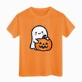 thumbnail image 5 of CAUYDY Halloween Pumpkin Ghost Graphic Pajamas for Kid Girls Short Sleeve Shirt Kids Cute Casual Sleepwear Top Sizes 9-10 Years, 5 of 6