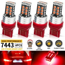FungLam 4x 7443 7440 LED Bulbs Red Brake Lights Flashing Strobe Blinking Rear Alert Safety Brake Tail Stop Parking High Power LED Light Bulbs