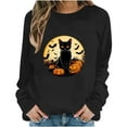 thumbnail image 7 of Dazajoo Black Cat Halloween T Shirt for Women Long Sleeve Festival Funny Tops Lightweight Crew Neck Graphic Tees,Black,L, 7 of 7