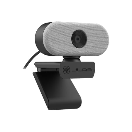 JLab Go Cam USB HD Webcam, White, 1080P/30 FPS, 2.1 Megapixels, Minimalist Portable Set-up, Omni-Directional Microphone, Compatible with PC, Mac and Chromebook