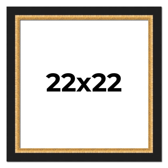 22x22 Frame Gold Real Wood Picture Frame Width 2.25 Inches | Interior Frame Depth 0.5 Inches |