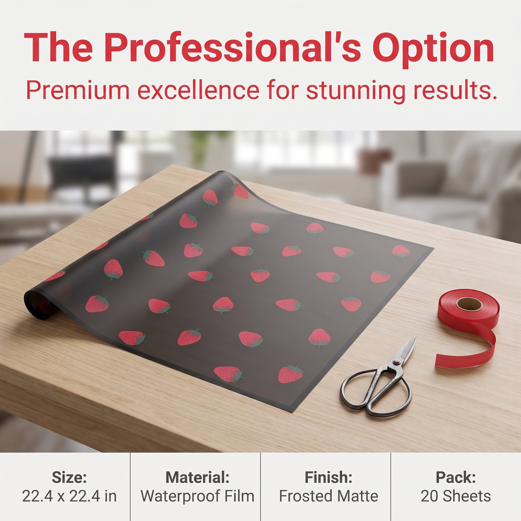 Unique Bargains Strawberry Gift Wrapping Paper Sheets for Floral Gifts Black 22.4"x 22.4"