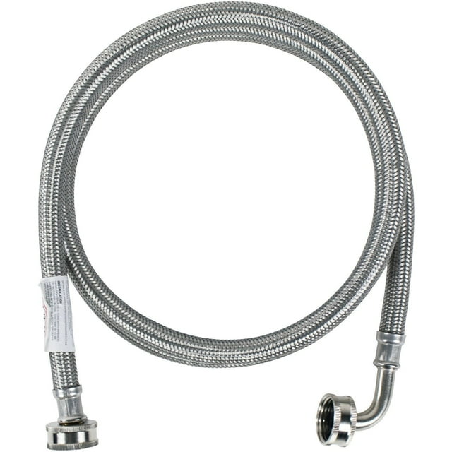 Accesorios para electrodomésticos certificados Manguera para lavadora con codo de 90 grados Línea de suministro de agua fría o caliente Núcleo de PVC de 6 pies con acero inoxidable trenzado de primera