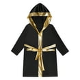Runhomal Kids Boys Boxing Costume Long Sleeve Metallic Hooded Robe