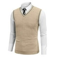 thumbnail image 2 of SAATLERI Sweater Vest Men V-Neck Knitted Sleeveless Pullover Sweaters Knitwear Vests Solid Plain Loose Fit All Match Sweater Tops, 2 of 5