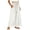 White., variant on HBGVBA Casual Linen Skirts for Women,Solid Color Faux Ankle Length Skirt Drawstring Elastic Waist with Side Functional Pockets