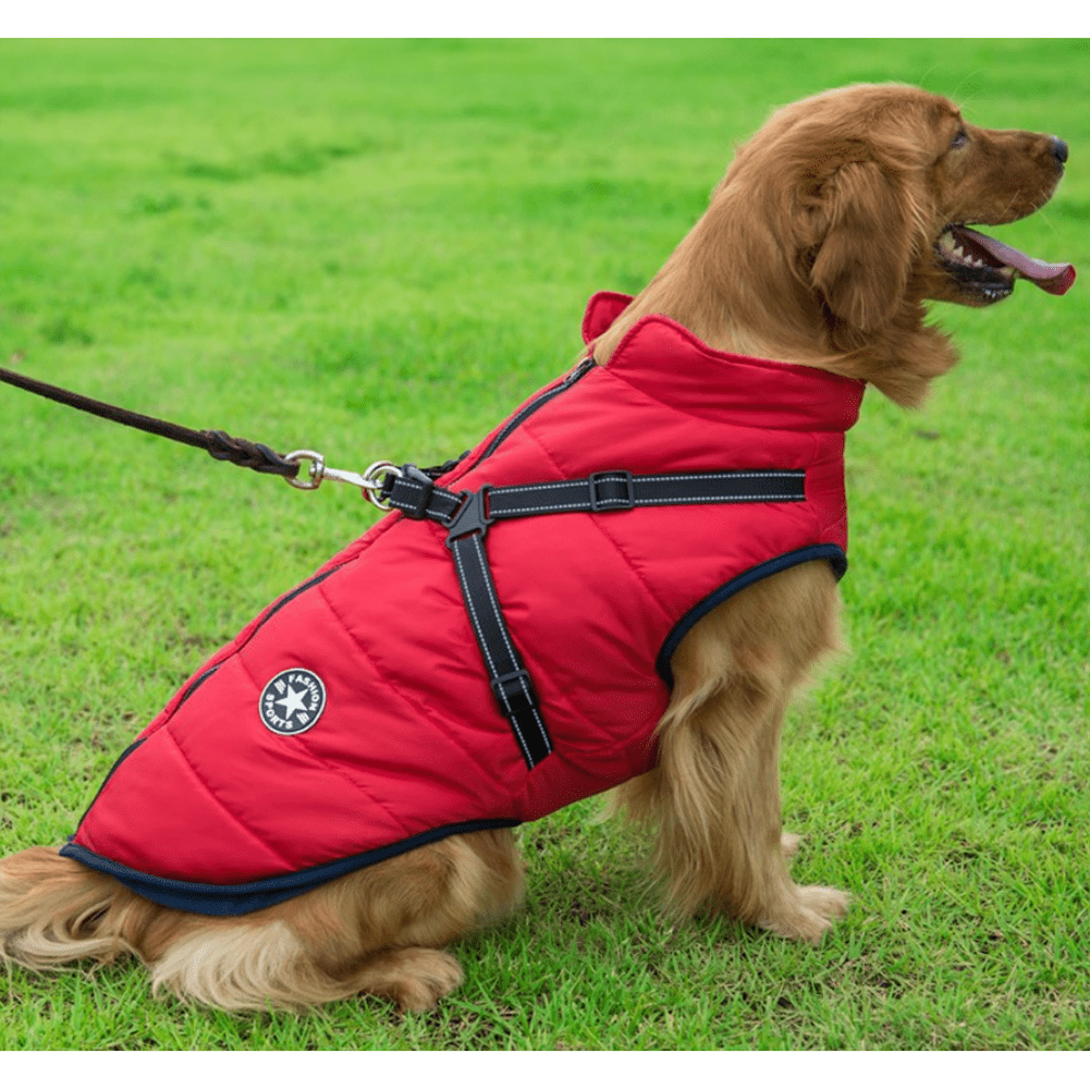 Kepooman Pet Winter Protection Zip up Jacket with D-ring for Small/ Large Dogs, S-4XL Red Kepooman Pet Winter Protection Zip up Jacket with D-ring for Small/ Large Dogs, S-4XL Red