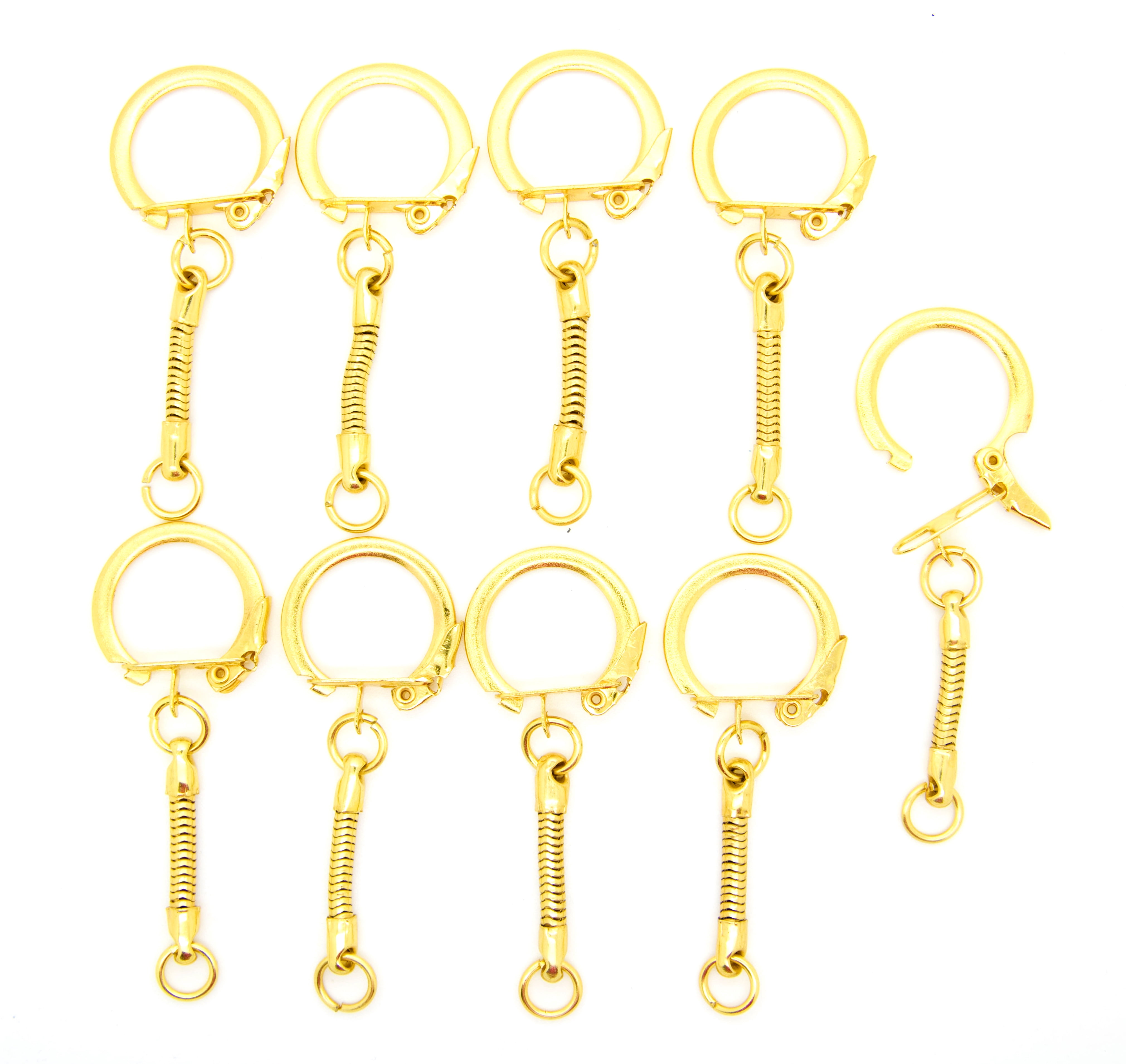 Gold Key Chains Snake Chain with Snap End and Jump Ring for Craft Findings - Pack of 1000