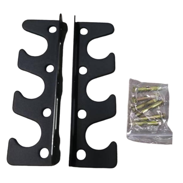 Soporte de pared duradero para barras de pesas, fabricado en hierro resistente, seguro y que ahorra espacio. Negro