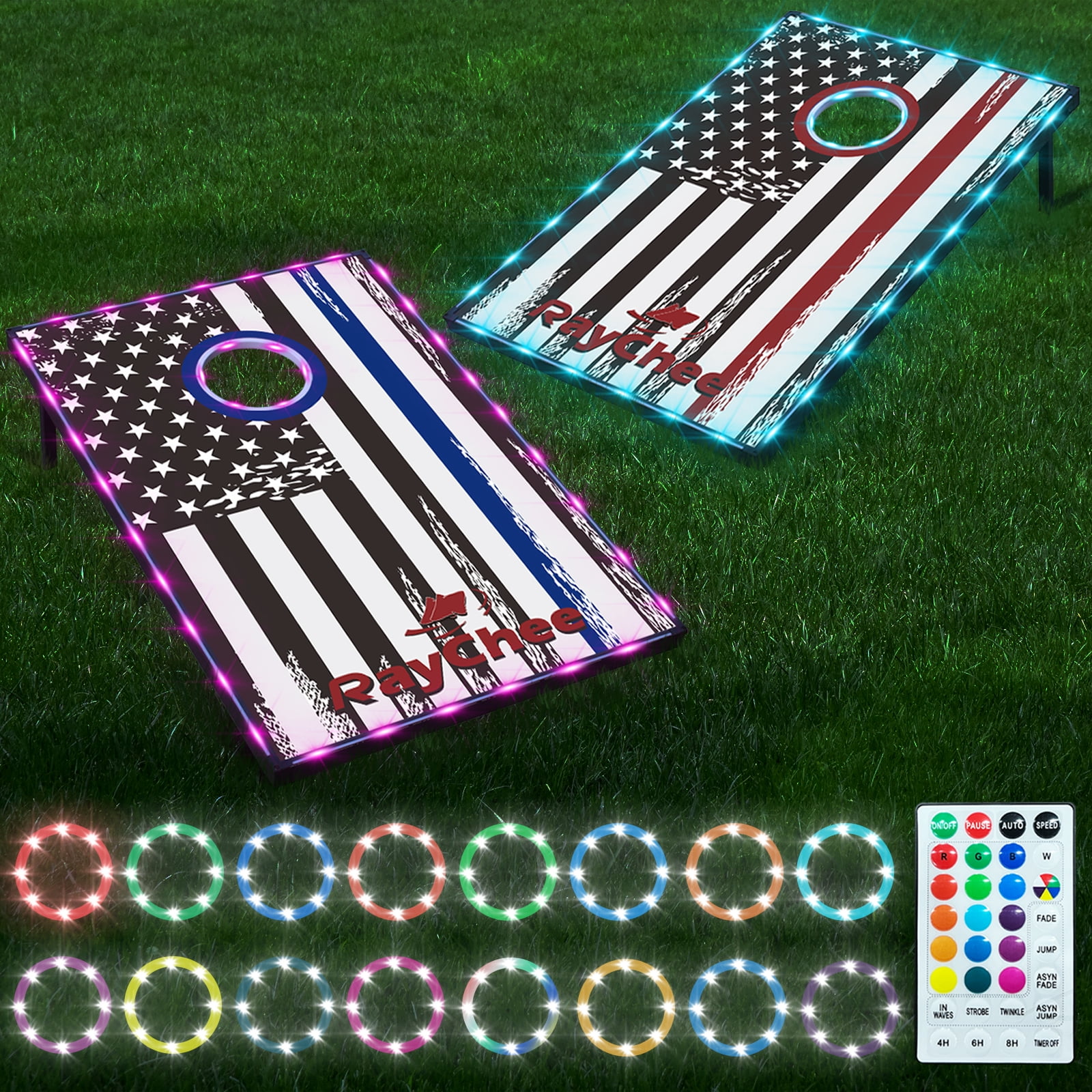 RayChee Cornhole Set with 8 Bean Bags and Carrying Case Outdoor Game Toss Board for Adults Outside Activities