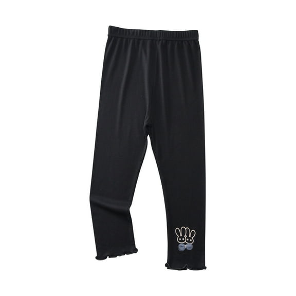 TFEOQRY Toddler Girls Cotton Linen Pants Summer Casual Children's Pants Capris Rabbit Decorative Elastic Thin Pants Black