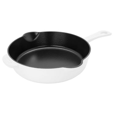 Fry Pans Cast Iron 8.5-inch Traditional Deep Skillet-White