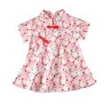 thumbnail image 2 of niuredltd kids toddler baby girls cartoon print patchwork cheongsam princess dress outfits, 2 of 4