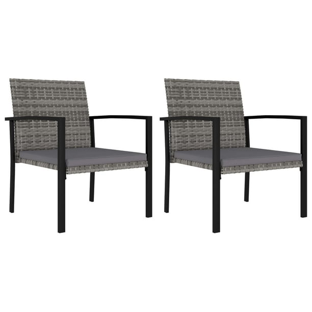 Garden Dining Chairs 2 pcs Poly Rattan Gray - Walmart.com