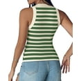 thumbnail image 2 of Women'S Striped Athletic Tank Tops with Built in Bras Fitness Workout Running Tops Green Stripes XL, 2 of 7