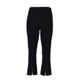 thumbnail image 2 of Carre Noir Mid Waist Canded Waist Slit Cuff Pockets Solid Crepe Pants-BLACK / M, 2 of 3