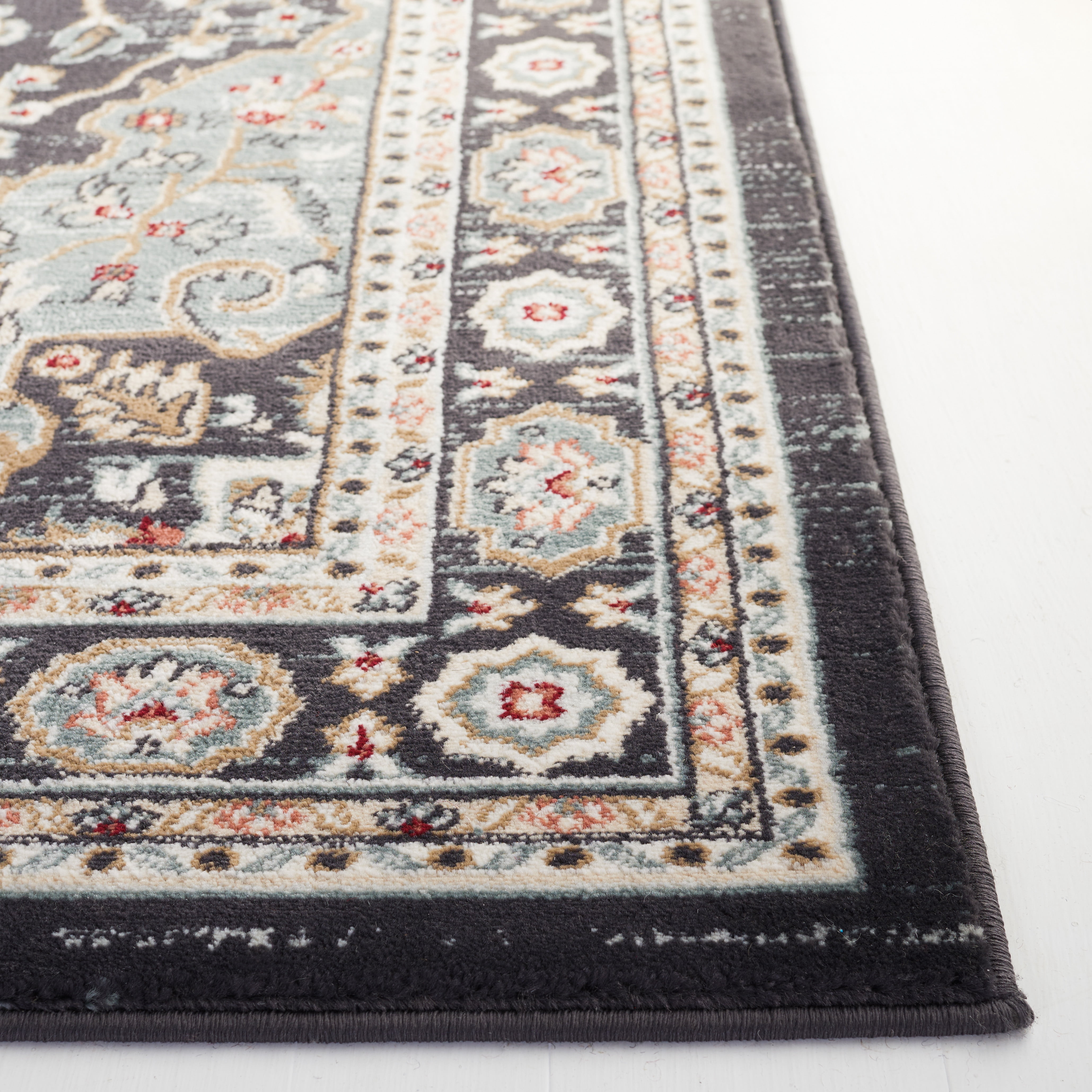 Safavieh Lyndhurst Idella Floral Runner Rug, Anthracite/Teal, 2'3" x 22'