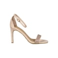 thumbnail image 2 of Women Faux Suede Rhinestone Open Toe Ankle Strap Single Sole Heel Sandal 18507, 2 of 5