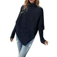 thumbnail image 2 of Itsame Pullover Sweater Women Loose High Neck Sweaters Long Sleeve Button Sweatertop Black Size S, 2 of 3