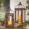 thumbnail image 2 of Gerson 43226 - 13.8" Wood / Metal Lantern Wavy Edge Battery Operated LED Resin Candle Light, 2 of 2