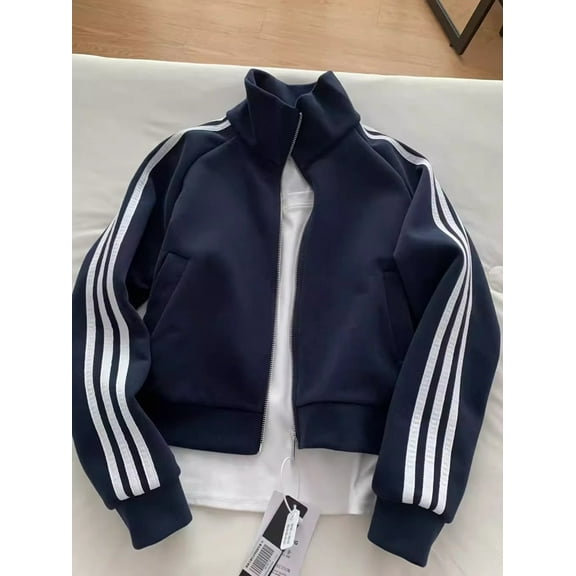 Three-stripe sports sweatshirt jacket