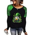 thumbnail image 2 of Zedker St. Patrick's Day T-Shirt Womens Funny Shamrock Printed Sequined Splicing Sleeve Casual Lucky Clover Heart Graphic Tee Tops, 2 of 9