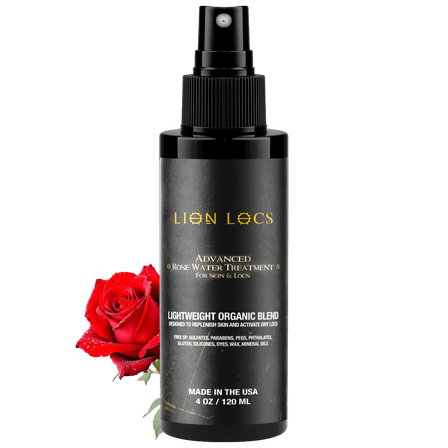 Lion Locs Rosewater Facial Tonic Spray with Aloe for Skin & Hair