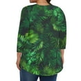 thumbnail image 4 of Viluyesy Plus Size 3/4 Sleeves T-Shirt Women Round Neck Shirt Tops Loose Blouse Green Size 2XL, 4 of 6