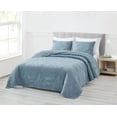 thumbnail image 2 of Chezmoi Collection Frederick 3-Piece Lightweight Cooling Quilt Set, Bamboo Fiber Medallion Embroidery Quilted Coverlet Set (King, Blue), 2 of 8