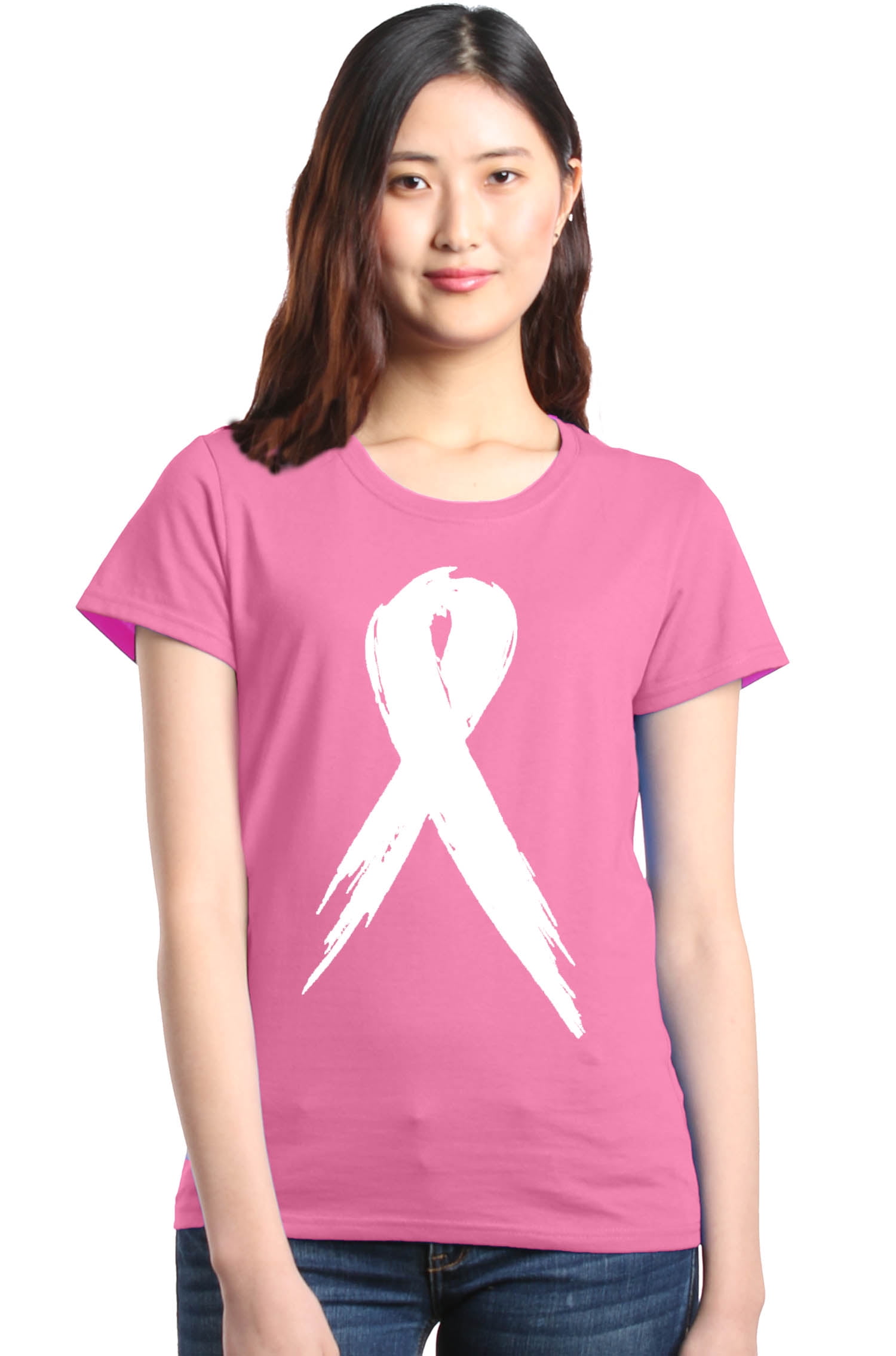 Shop4Ever - Shop4Ever Women's Pink Breast Cancer Awareness White Ribbon ...