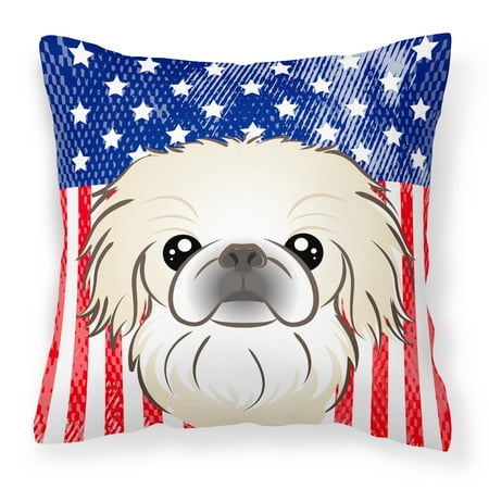 Pekingese Pillow - American Flag and Pekingese Fabric Decorative Pillow