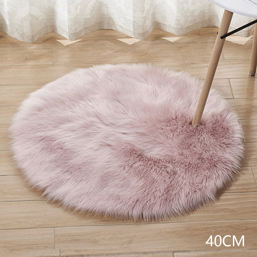 Soft Faux Fur Rug Plain Soft Chair Seat Cover Non Slip Fluffy Carpet Mat 30/50cm 