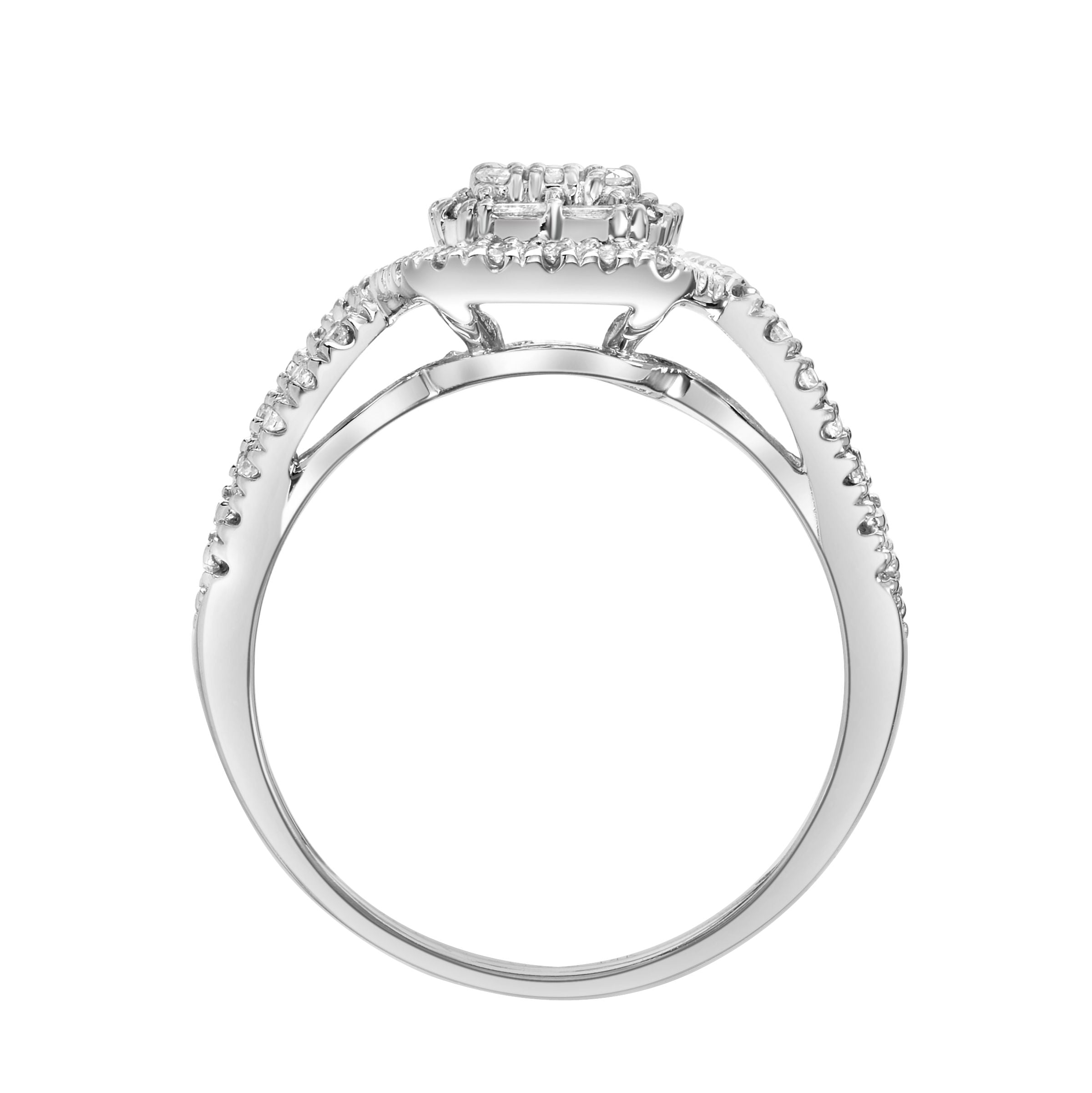 3/8ctw 14KT White Gold Emerald Genuine Certified Diamond "Galaxy" Engagement Ring by Keepsake (H-I, I2)