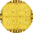 thumbnail image 1 of Ahgly Company Machine Washable Indoor Round Oriental Yellow Traditional Area Rugs, 6' Round, 1 of 4