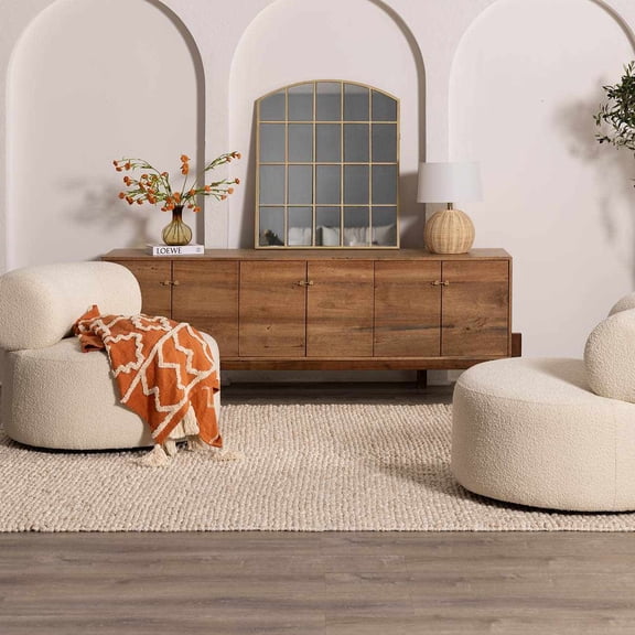 Hauteloom Knott Boho Hand Woven Natural Fiber Wool & Viscose Area Rug - Handmade Bohemian Farmhouse Cottage Bubble Weaved Carpet for Living Room, Bedroom - Ivory, Beige, Cream - 10' x 14'