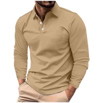 Under $10 Polo Shirts for Men Dressy Casual Fall Long Sleeve Collared Golf t-Shirt Slim Fit Solid Color Basic Tees