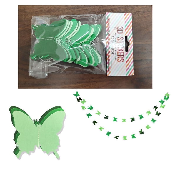Guirnalda de mariposa de papel de 3M, cartel colgante de oro rosa, bandera DIY para adultos y niños, suministros de decoración para fiesta de cumpleaños, boda y Baby Shower
