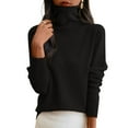 thumbnail image 3 of HLKJKLS Winter Clothing For Women Turtleneck Long Sleeve Knitted Pullover Wool Blend Warm Cozy Fall Winter Top Black S-3Xl, 3 of 5