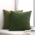 thumbnail image 3 of Paquete de 2 fundas de almohada decorativas de pana verde oliva, fundas de cojín de primavera a rayas, acogedoras fundas de almohada bohemias, decoración del hogar estilo granja, 3 of 4