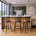 thumbnail image 1 of Homy Casa Set of 3 Tan Faux Suede Swivel Stool with Adjustable Legs and Metal Frame for Living Room Bar & Cart, 1 of 9