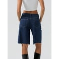 thumbnail image 6 of Komoo Women Baggy Denim Shorts High Waisted Wide Leg Long Jean Shorts Knee Length Bermuda Shorts, 6 of 7