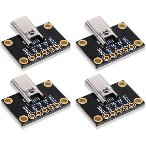 Treedix 4pcs USB MicroB Plug Breakout Board 5pin Male Connector Adapter Module Compatible with Arduino for Electronics Projects