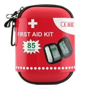 I GO 85 Pieces Hard Shell Mini Compact First Aid Kit, Small Personal Emergency Survival Kit for Travel Hiking Camping Backpacking Hunting Marine Car