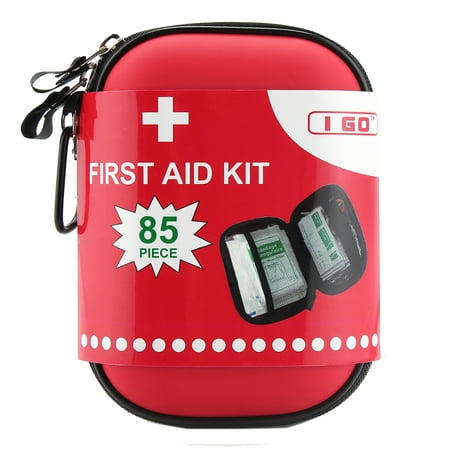 I Go (85 Piece) First Aid Kit Emergency Supplies Pack, Zip Small Travel Size Case For Car, Home Or Camping Safety, for Sports, Camping, Hiking, Sporting Good Events, Hunting, Fishing, (Best Small First Aid Kit)
