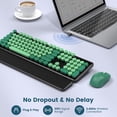 thumbnail image 6 of Wireless Keyboard and Mouse Combo, Retro Round Keycaps, Full Size with Detachable Wrist Rest, 2.4G for PC Mac Windows, Dark Green, 6 of 9