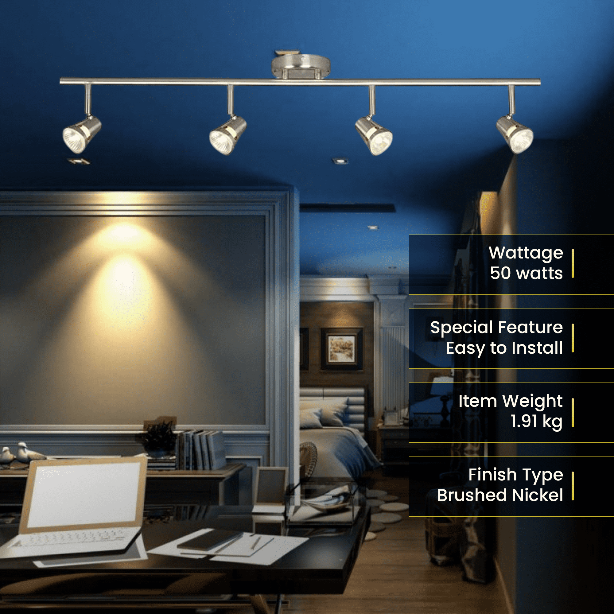 Galaxy Lighting 755594BN 4-Light Track Light Fixture in Brushed Nickel