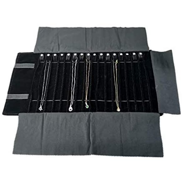 Qucyy Jewelry flannel bag Packaging tasbih or prayer bead or necklace velvet bag (Black) Black