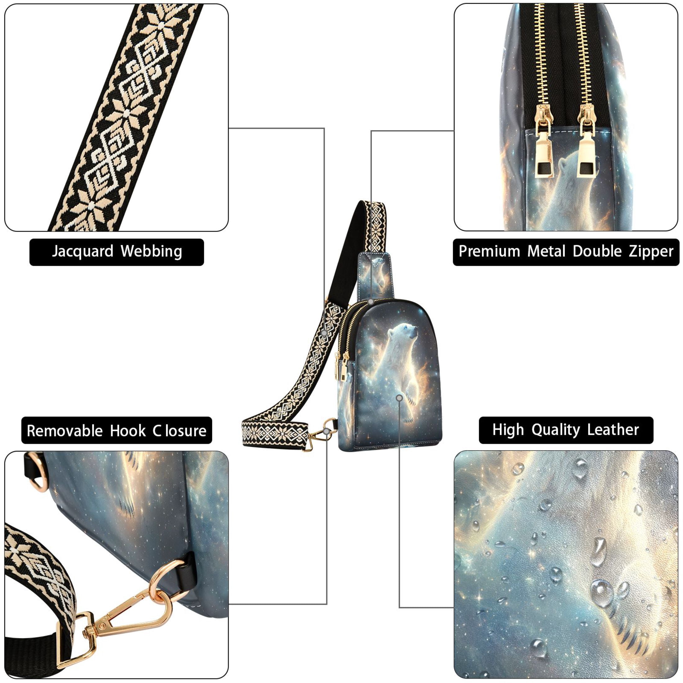 ALAZA Polar Bear Starry Night Sling Bag for Women Men Waterproof Crossbody Chest Bags