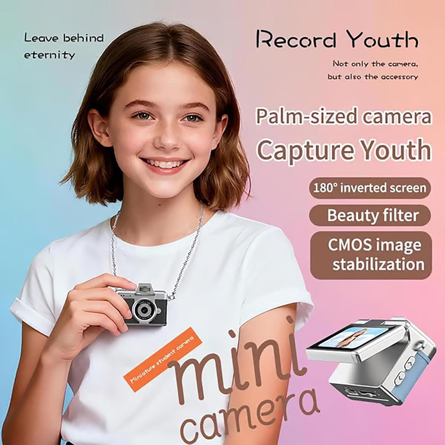 Mini Keychain Digital Camera - 1080P Classic CCD Camera with Flip Screen, 1.47in LCD, Built-in Flash & 32GB Card Included, Cute Compact for Teens, Travelers & Gifts