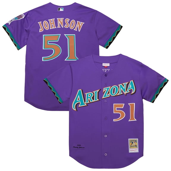 Men's-Mitchell & Ness Randy Johnson Purple Arizona Diamondbacks 2000 Throwback Authentic Jersey